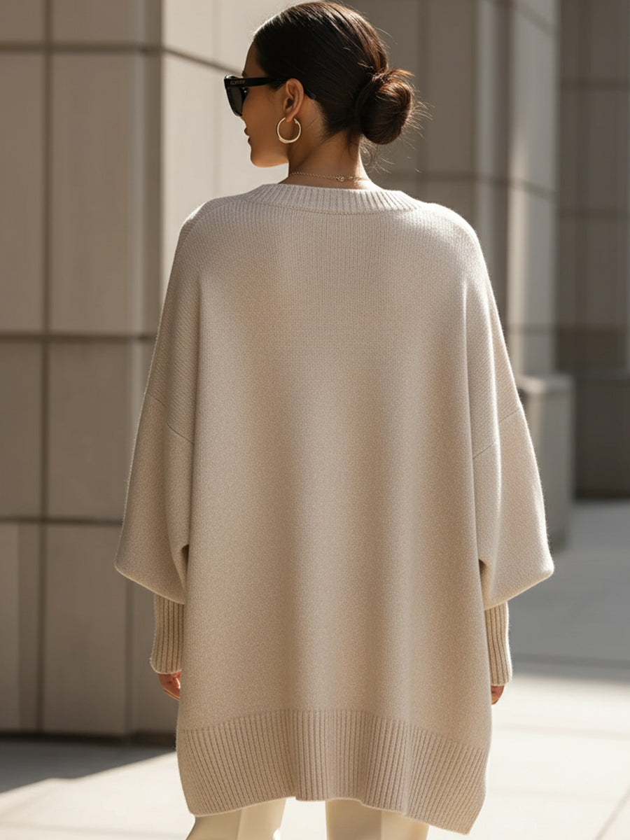 Oversized Batwing Knit Poncho Sweater