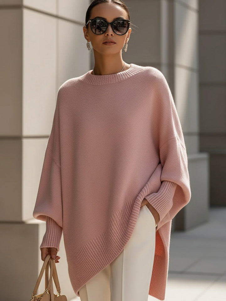 Oversized Batwing Knit Poncho Sweater