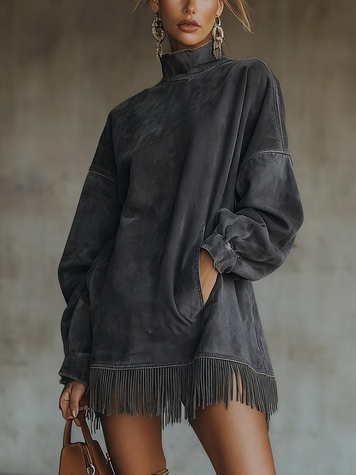 The Urban Fringe Mock Neck Sweatshirt Dress