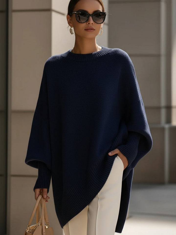 Oversized Batwing Knit Poncho Sweater