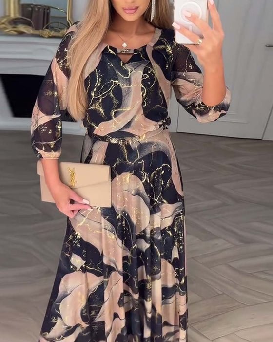 The Gilded Marble Print Maxi Dress