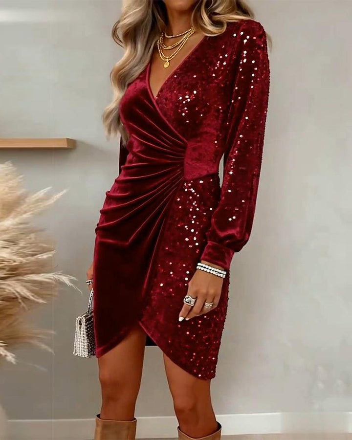 The Glamorous Sequin and Velvet Party Dress