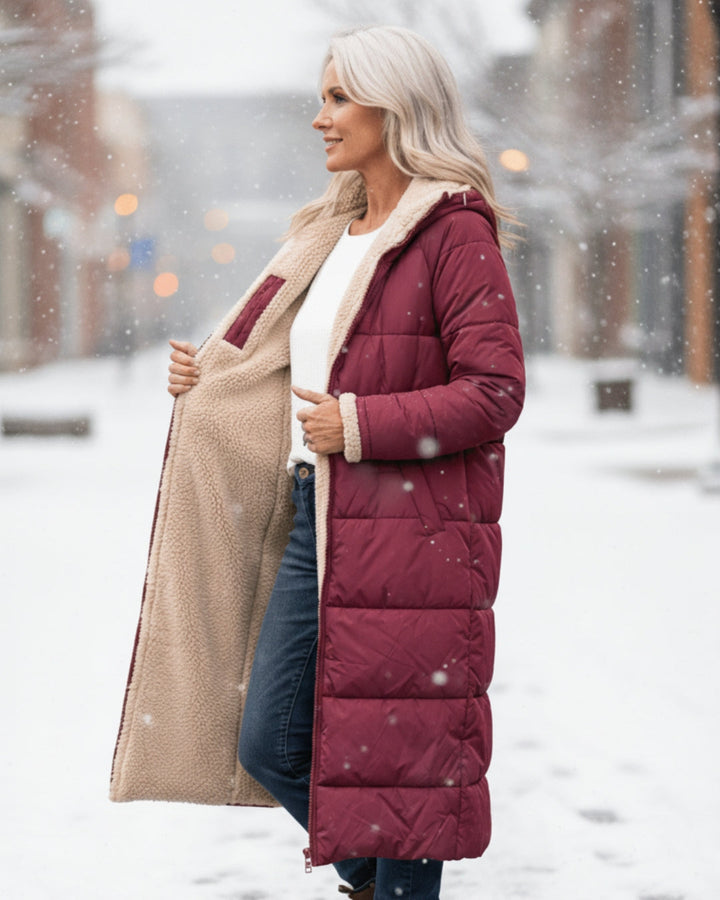 Sherpa-Lined Longline Quilted Coat