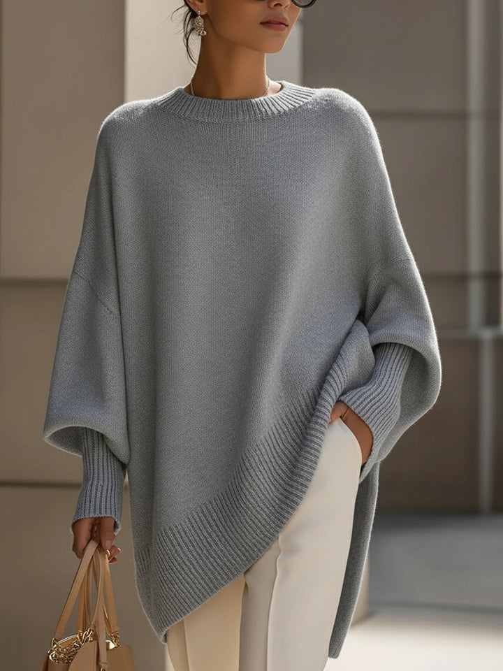 Oversized Batwing Knit Poncho Sweater