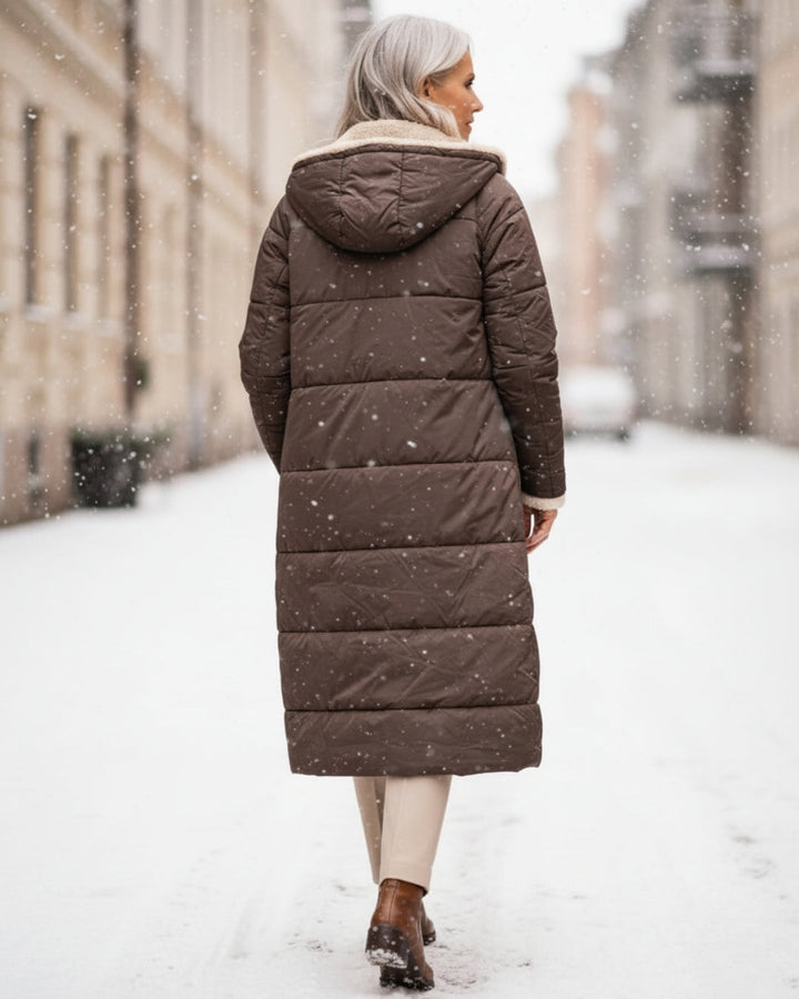 Sherpa-Lined Longline Quilted Coat