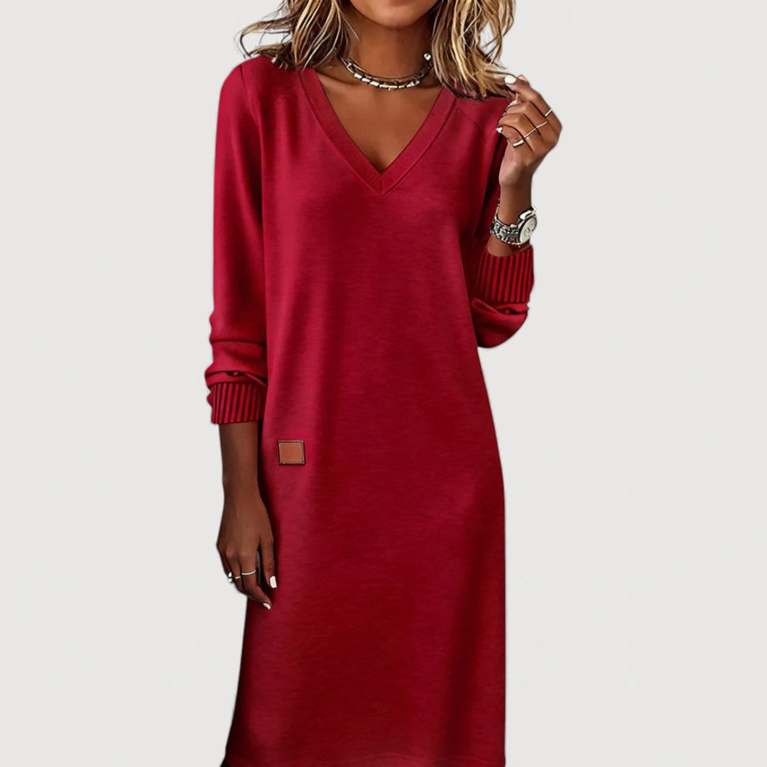 The Effortless Knitted V-Neck Midi Dress