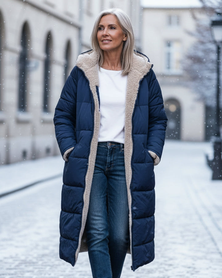 Sherpa-Lined Longline Quilted Coat