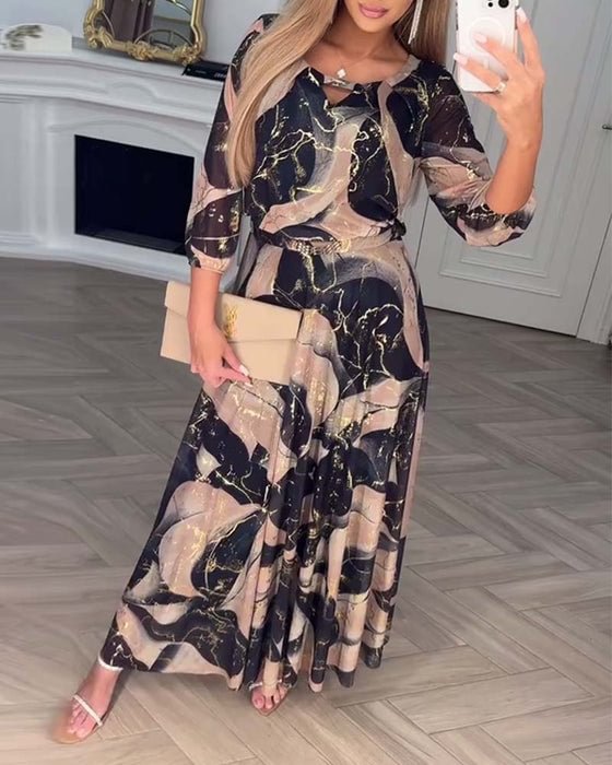 The Gilded Marble Print Maxi Dress
