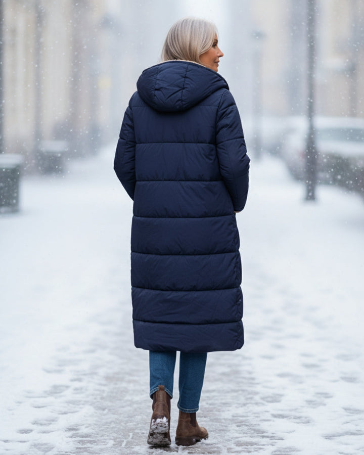 Sherpa-Lined Longline Quilted Coat