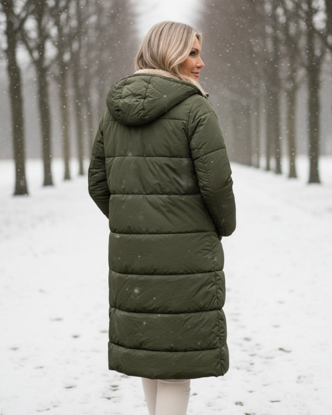 Sherpa-Lined Longline Quilted Coat