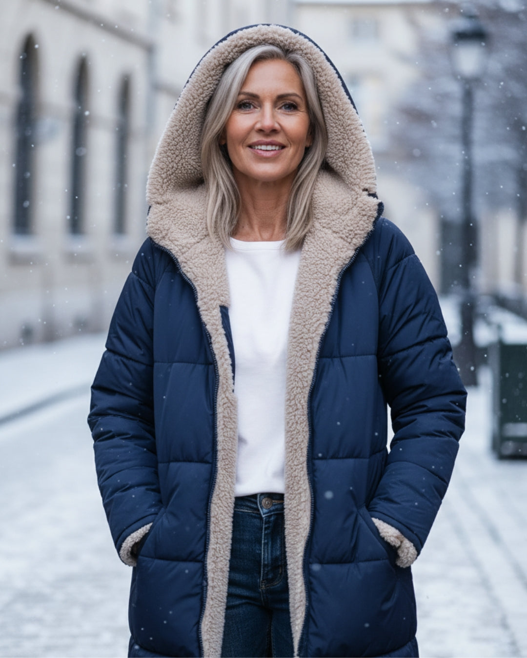 Sherpa-Lined Longline Quilted Coat