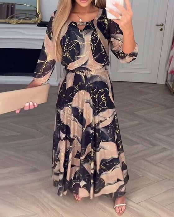 The Gilded Marble Print Maxi Dress