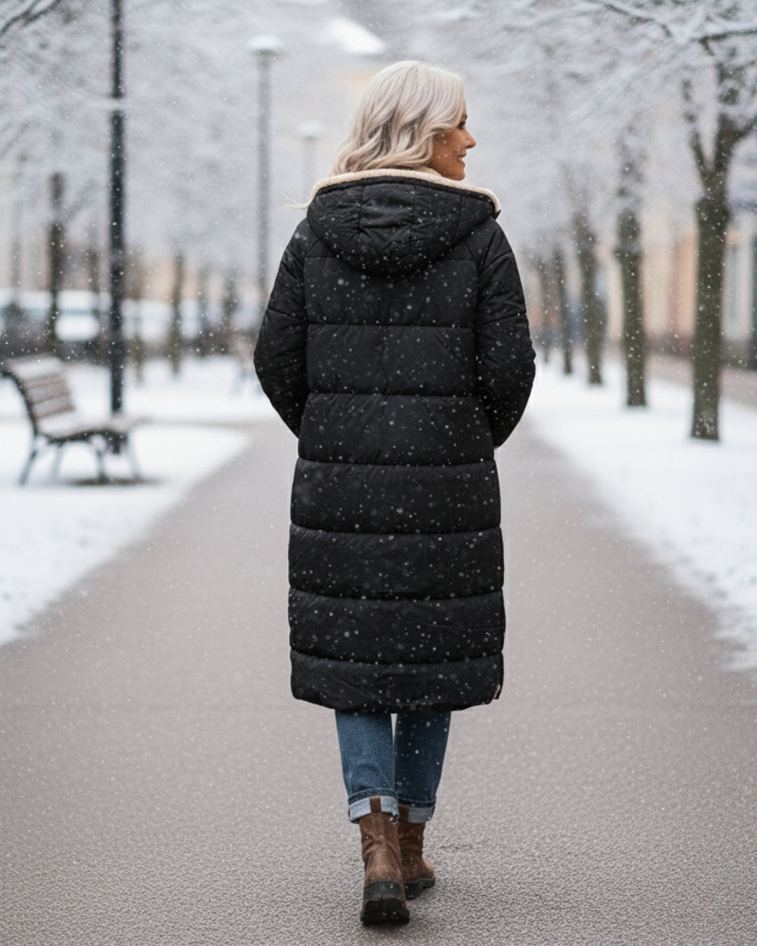 Sherpa-Lined Longline Quilted Coat