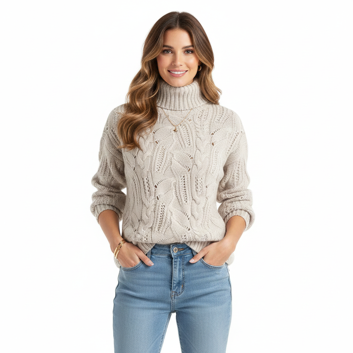 The Chunky Cable Knit Roll Neck Jumper