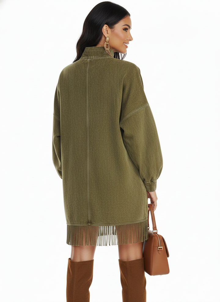 The Urban Fringe Mock Neck Sweatshirt Dress
