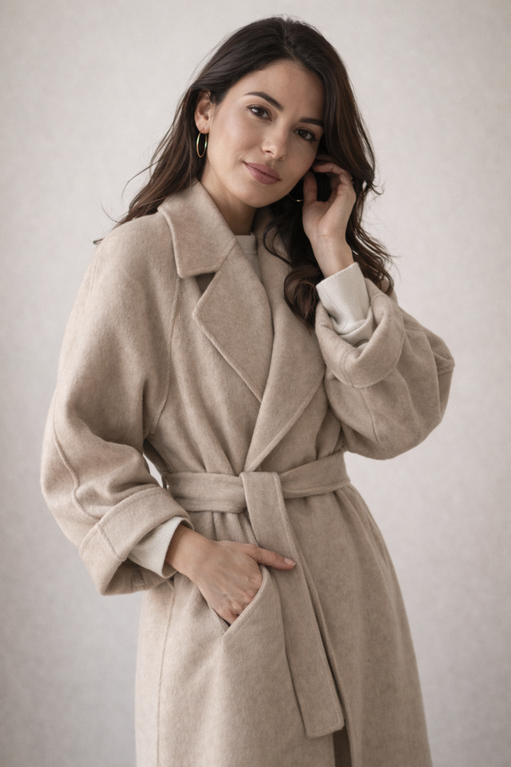 Tavaro | Elegant Belted Long Coat