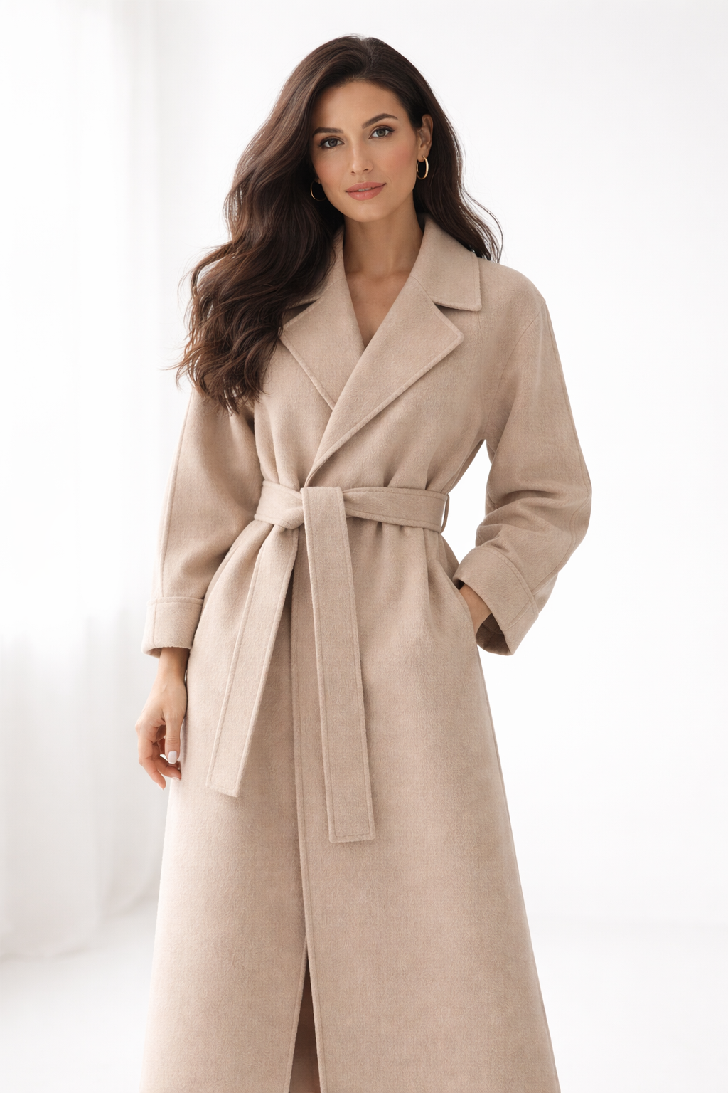 Tavaro | Elegant Belted Long Coat