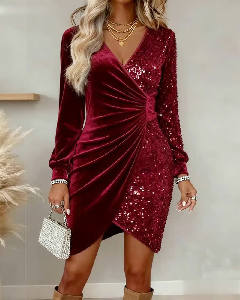 The Glamorous Sequin and Velvet Party Dress