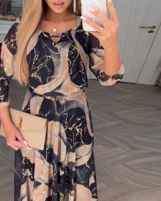 The Gilded Marble Print Maxi Dress