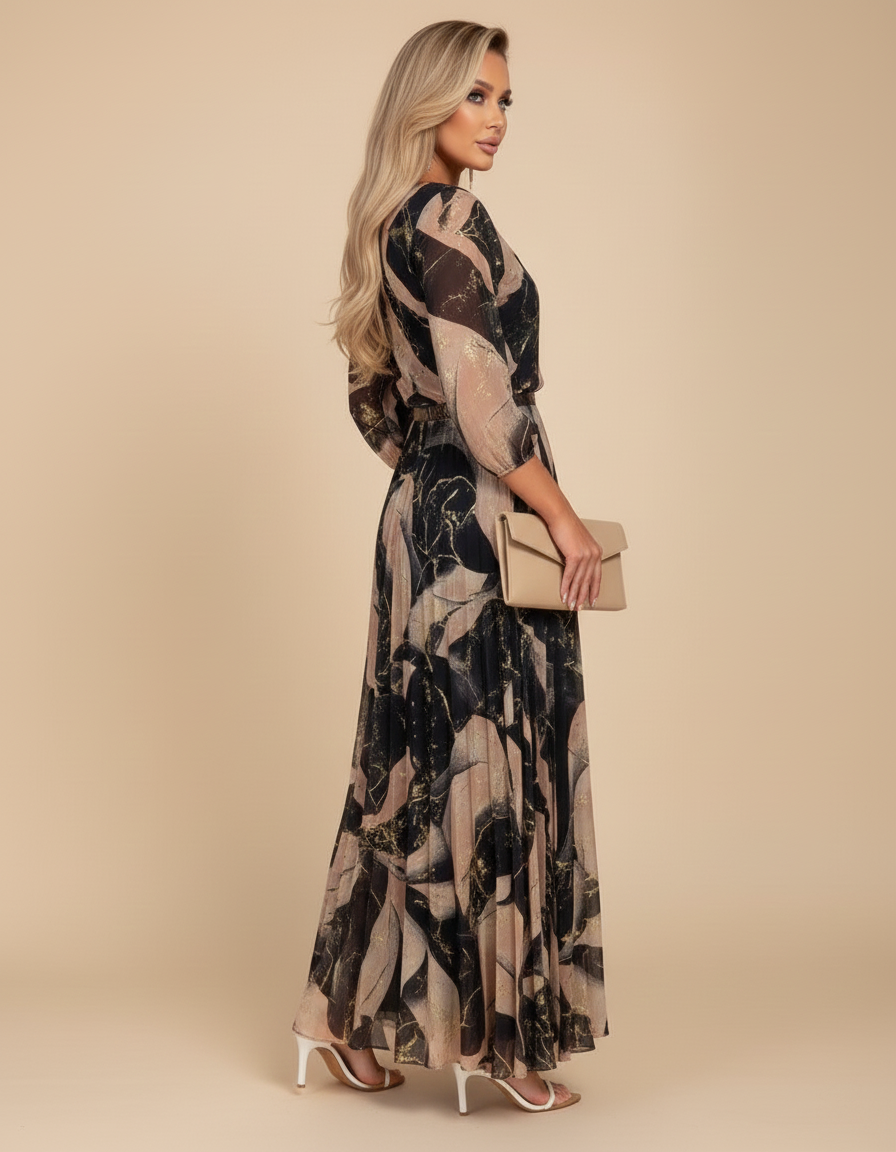 The Gilded Marble Print Maxi Dress