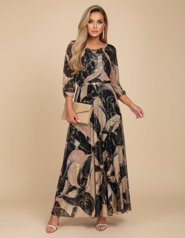 The Gilded Marble Print Maxi Dress